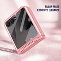 Samsung Galaxy Z Flip8 Plastic Case with Outer Tempered Glass Screen Protector - Pink