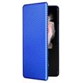 Samsung Galaxy Z Fold3 5G Flip Case - Carbon Fiber - Blue