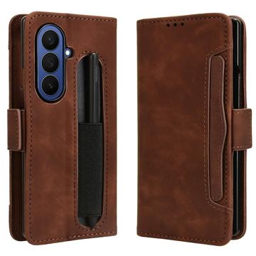 Samsung Galaxy Z Fold7 Cardholder Wallet Case with Pen Holder - Brown