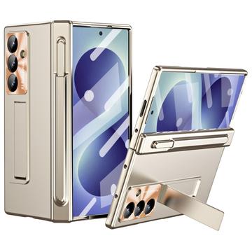 Samsung Galaxy Z Fold8 Ultra Magnetic Hinge Case with Stylus and Tempered Glass Screen Protector - Champagne Gold