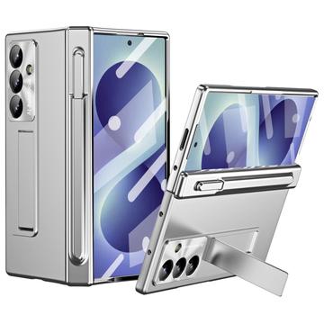 Samsung Galaxy Z Fold8 Ultra Magnetic Hinge Case with Stylus and Tempered Glass Screen Protector - Silver