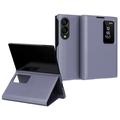 Samsung Galaxy Z Fold8 Smart Clear View Flip Case with Card Slot - Grey Purple