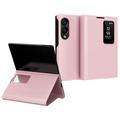 Samsung Galaxy Z Fold8 Smart Clear View Flip Case with Card Slot - Pink