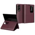 Samsung Galaxy Z Fold8 Smart Clear View Flip Case with Card Slot - Wine Red
