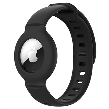 Shockproof Apple AirTag Silicone Wristband - Black