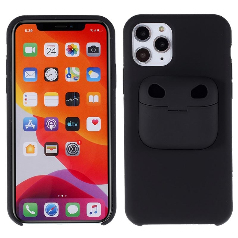 iPhone 11 Pro Max Silicone Case with AirPods Pro Case - Black