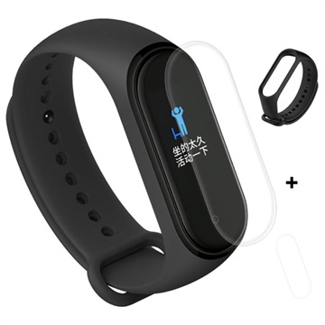 Xiaomi Mi Band 4 Silicone Wristband & TPU Screen Protector - Black