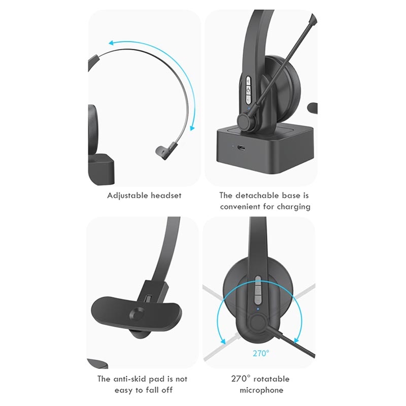 Stereo-to-Mono Single Earbud With Mic And Control, Wired One Ear Earphone Headset W Over Ear Hook & Case For Cell Phones Laptop, In-ear Mono Headphone For Driving Sport Running Cycling, Right