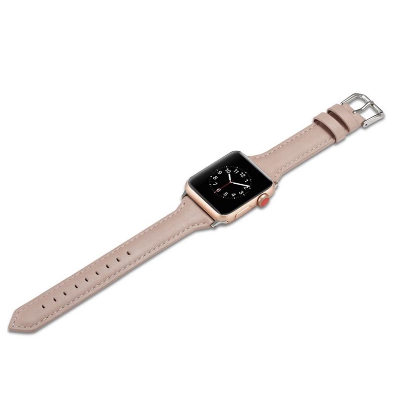 Apple Watch Series 7/SE/6/5/4/3/2/1 Slim Leather Strap - 45mm/44mm/42mm ...