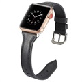 Apple Watch Series 7/SE/6/5/4/3/2/1 Slim Leather Strap - 41mm/40mm/38mm - Black