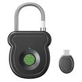 Smart Fingerprint Padlock with Electronic Key - Black