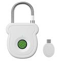 Smart Fingerprint Padlock with Electronic Key - White