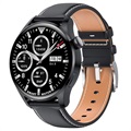 Smartwatch with Leather Strap M103 - iOS/Android - Black