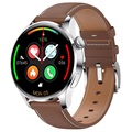 Smartwatch with Leather Strap M103 - iOS/Android - Brown