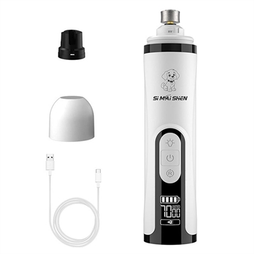 Smehnser M5 Electric Pet Nail Grinder with LED Light - White