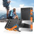 Solar Power Bank 20000mAh with Hand Crank, LED Flashlight and Built-In Cables - Orange / Black