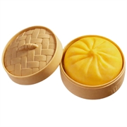 Solid Color Dumpling Squishy Stress Relief Toy with Steamer Box - Yellow