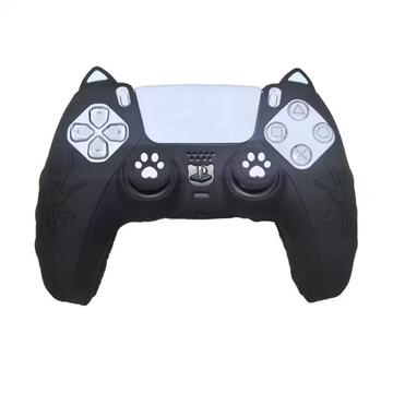 Sony PlayStation 5 DualSense Cat Ears Silicone Case with Thumb Caps - Black