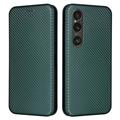 Sony Xperia 1 VI Flip Case - Carbon Fiber - Green