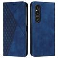 Sony Xperia 1 VI Rhombus Pattern Wallet Case with Magnetic Closure - Blue