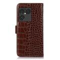 Sony Xperia 1 VIII Crocodile Series Wallet Leather Case with RFID - Brown