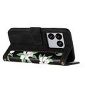Sony Xperia 1 VIII Floral Wallet Case with Card Slots - Black