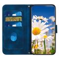 Sony Xperia 1 VIII Floral Wallet Case with Card Slots - Dark Blue