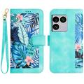 Sony Xperia 1 VIII Floral Wallet Case with Card Slots - Green
