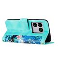 Sony Xperia 1 VIII Floral Wallet Case with Card Slots - Green