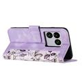 Sony Xperia 1 VIII Floral Wallet Case with Card Slots - Light Purple