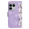 Sony Xperia 1 VIII Floral Wallet Case with Card Slots - Light Purple