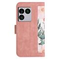 Sony Xperia 1 VIII Floral Wallet Case with Card Slots - Pink