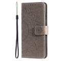 Sony Xperia 1 VIII Mandala Wallet Case with Wrist Strap - Grey