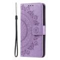 Sony Xperia 1 VIII Mandala Wallet Case with Wrist Strap - Purple