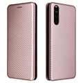 Sony Xperia 10 III, Xperia 10 III Lite Flip Case - Carbon Fiber - Rose Gold