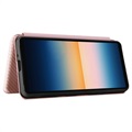 Sony Xperia 10 III, Xperia 10 III Lite Flip Case - Carbon Fiber - Rose Gold