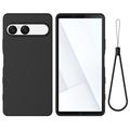 Sony Xperia 10 VIII Liquid Silicone Case with Hand Strap - Black