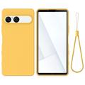 Sony Xperia 10 VIII Liquid Silicone Case with Hand Strap - Yellow