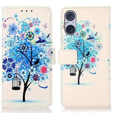 Sony Xperia 5 V Glam Series Wallet Case - Flowering Tree / Blue