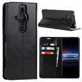 Sony Xperia Pro-I Wallet Leather Case with Kickstand - Black