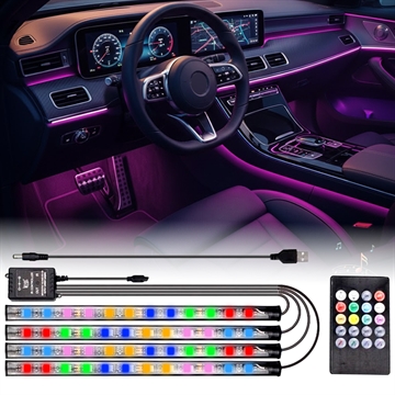 Sound-Activated Interior Neon Car LED Strip Light - 4 Pcs., 36 LEDs