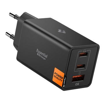Spigen Essential EE673EU 3-Port Fast Wall Charger 67W - Black