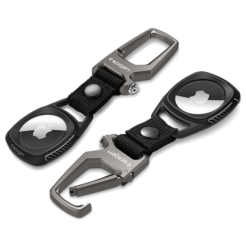 Spigen Rugged Armor Apple AirTag Case with Carabiner Black