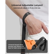 Spigen Universal Adjustable Wrist Lanyard Strap with Phone Adapter – 23cm - Black