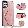 Samsung Galaxy S25 Ultra Stardust Case with Card Holder - Pink