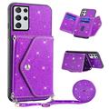 Samsung Galaxy S25 Ultra Stardust Case with Card Holder - Purple