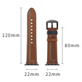 Apple Watch Series 7/SE/6/5/4/3/2/1 Stitched Leather Strap - 45mm/44mm/42mm - Brown