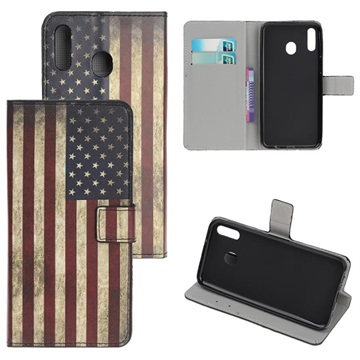 Style Series Samsung Galaxy A20e Wallet Case - Vintage American Flag