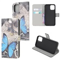 Style Series iPhone 13 Mini Wallet Case - Blue Butterfly