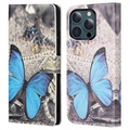 Style Series iPhone 13 Pro Max Wallet Case - Blue Butterfly